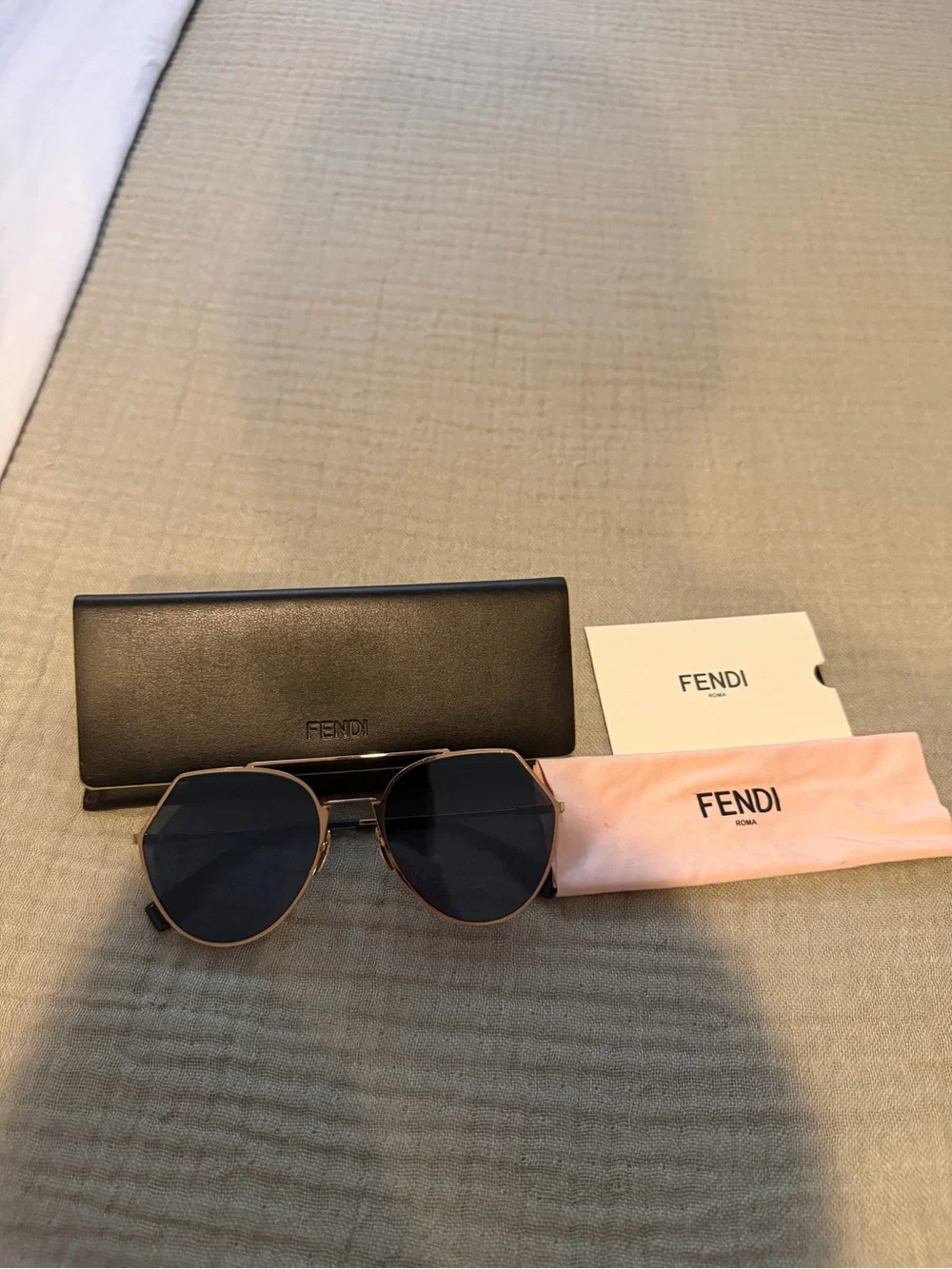 Fendi Gold Frame Sunglasses with Dark Lenses
